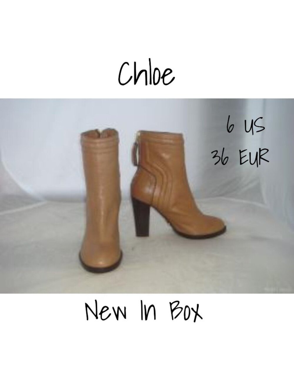 Chloe Lambskin Soft Ankle Boots Women Size 36 EU 6 US New In Box